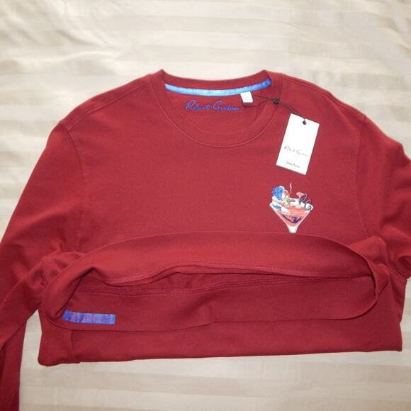 GRAHAM TINI by Robert Graham Long Sleeve Knit Top Sweater in Burgundy Men's XL - Picture 8 of 8